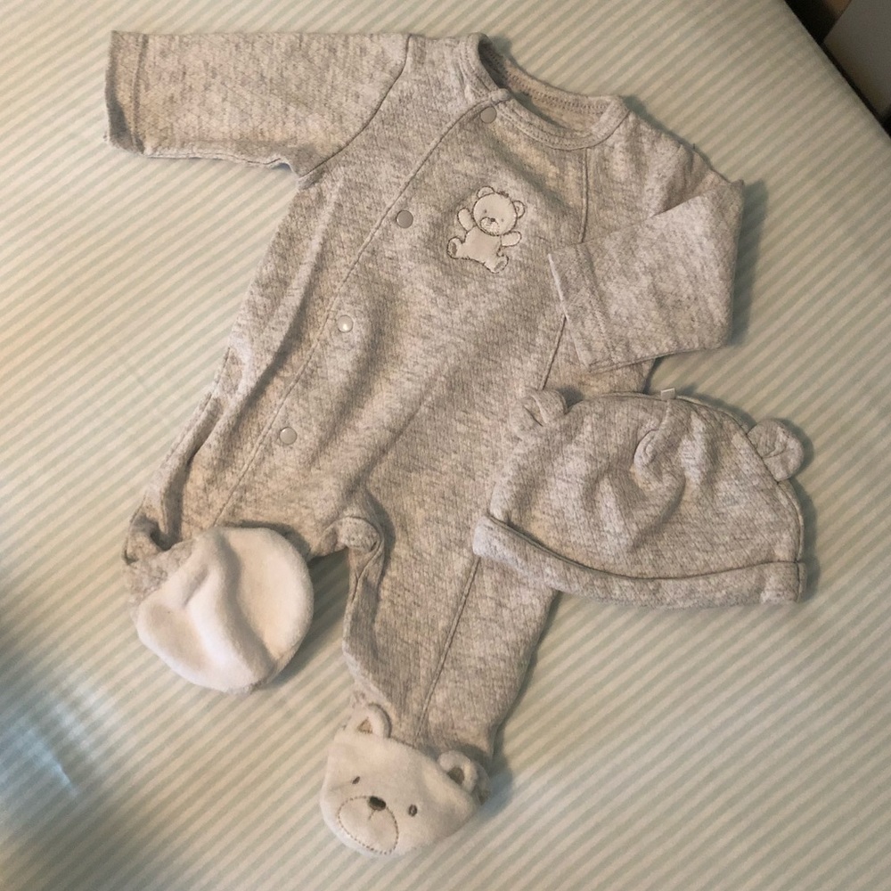 Little Me Teddy Footie and Beanie Set (Nordstrom)